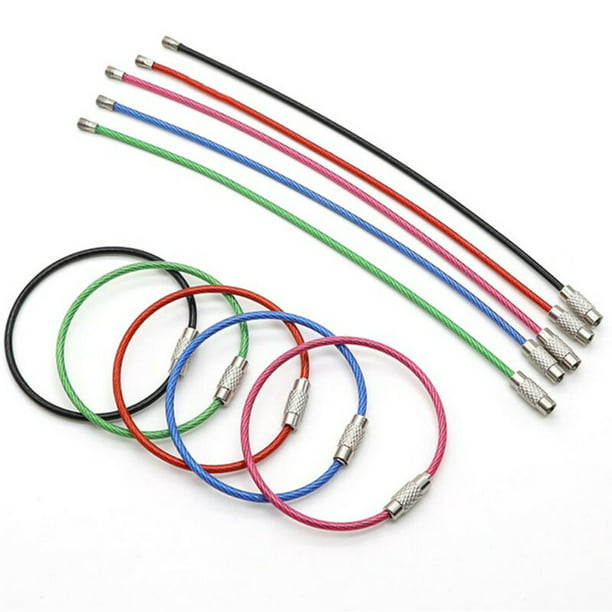 5PCS/LOT Stainless Steel Wire Keychain Cable Key Ring Chain Outdoor Hiking Style 